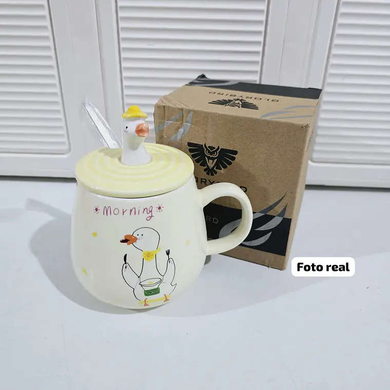 TAZA DE CERAMICA 400ML CON TAPA/DISEÑO PATITO  MOD# TZB-07 12
