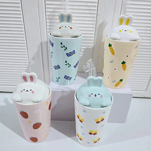 VASO DE CERÁMICA DISEÑO CONEJITO DE 400ML MOD# TZ-20