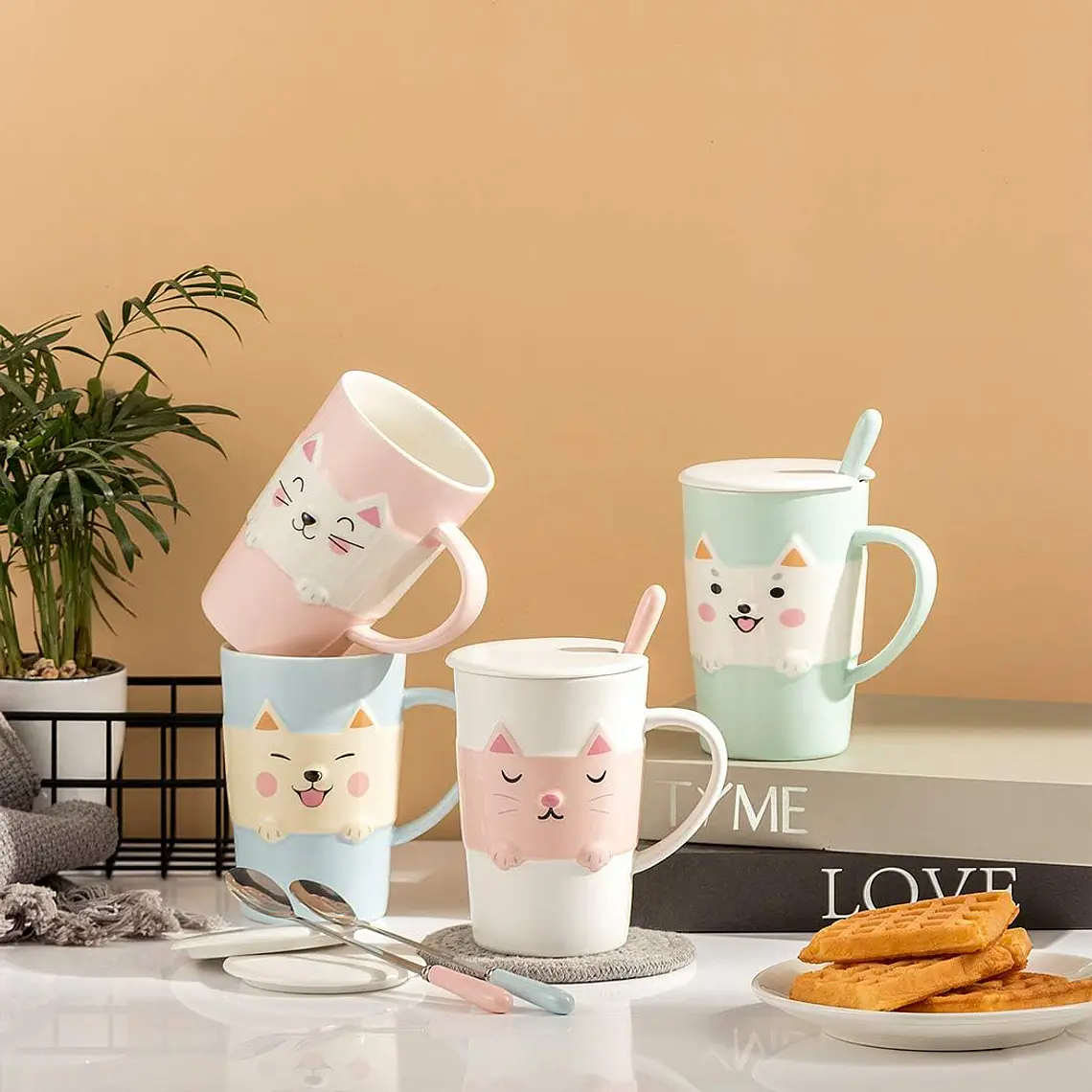 TAZA DE CERAMICA DISEÑO GATITO DE 350ML MOD# TZ-01 2
