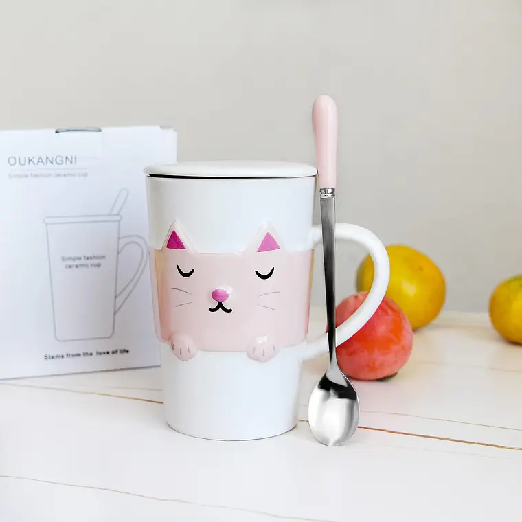 TAZA DE CERAMICA DISEÑO GATITO DE 350ML MOD# TZ-01 4