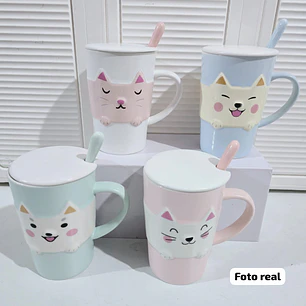 TAZA DE CERAMICA DISEÑO GATITO DE 350ML MOD# TZ-01