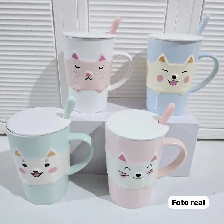 TAZA DE CERAMICA DISEÑO GATITO DE 350ML MOD# TZ-01 1
