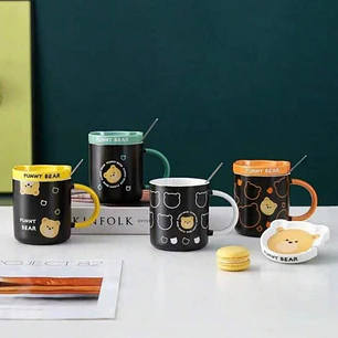 TAZA DE CERAMICA CON TAPA/FUNY BEARS 250ML MOD# T2B-03