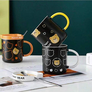 TAZA DE CERAMICA CON TAPA/FUNY BEARS 250ML MOD# T2B-03