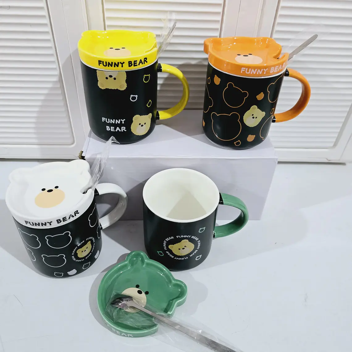 TAZA DE CERAMICA CON TAPA/FUNY BEARS 250ML MOD# T2B-03 6