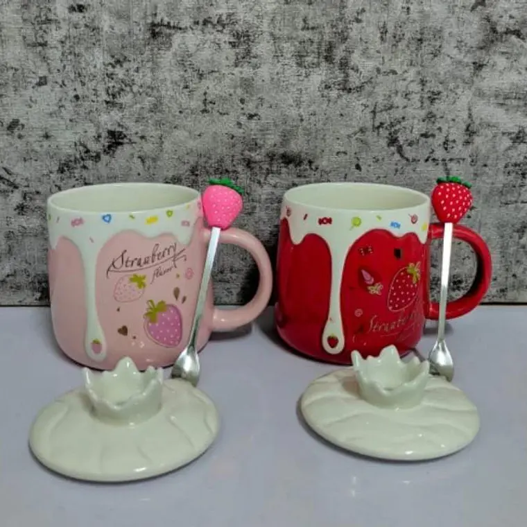 TAZA DE CERAMICA DISEÑO FRESAS 400ML MOD# TZ-16🍓 2