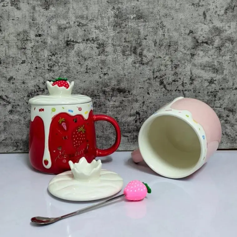 TAZA DE CERAMICA DISEÑO FRESAS 400ML MOD# TZ-16🍓 3