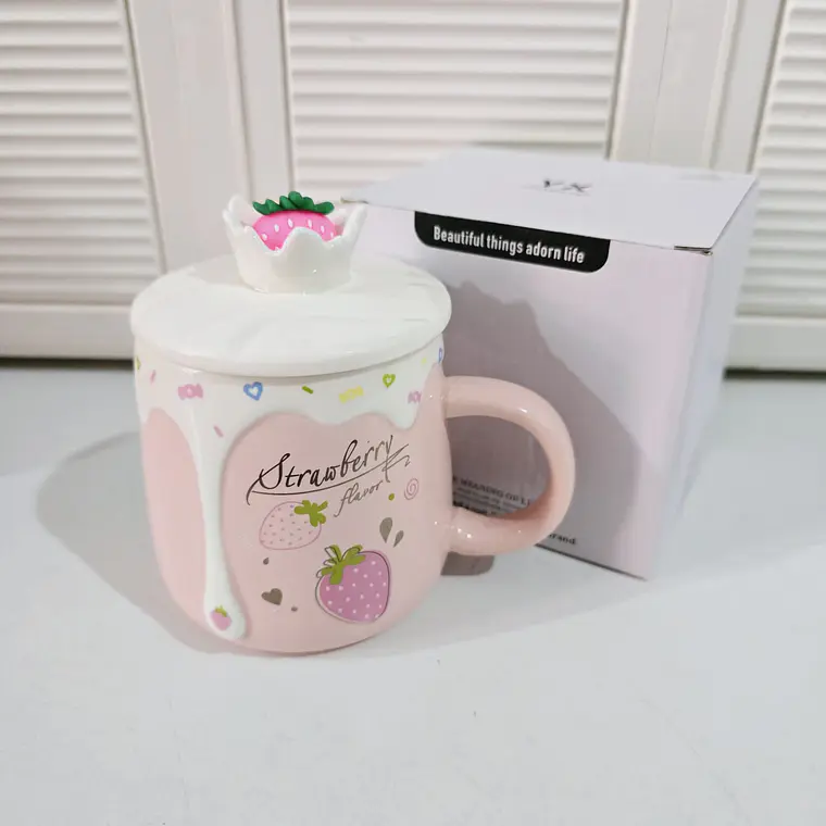 TAZA DE CERAMICA DISEÑO FRESAS 400ML MOD# TZ-16🍓 7