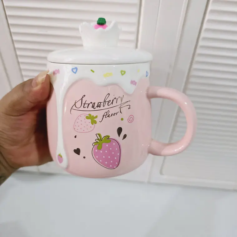 TAZA DE CERAMICA DISEÑO FRESAS 400ML MOD# TZ-16🍓 9