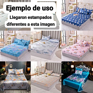 SÁBANA DE CAMA + 2 FUNDAS PARA ALMOHADA MODELO # JK-8502
