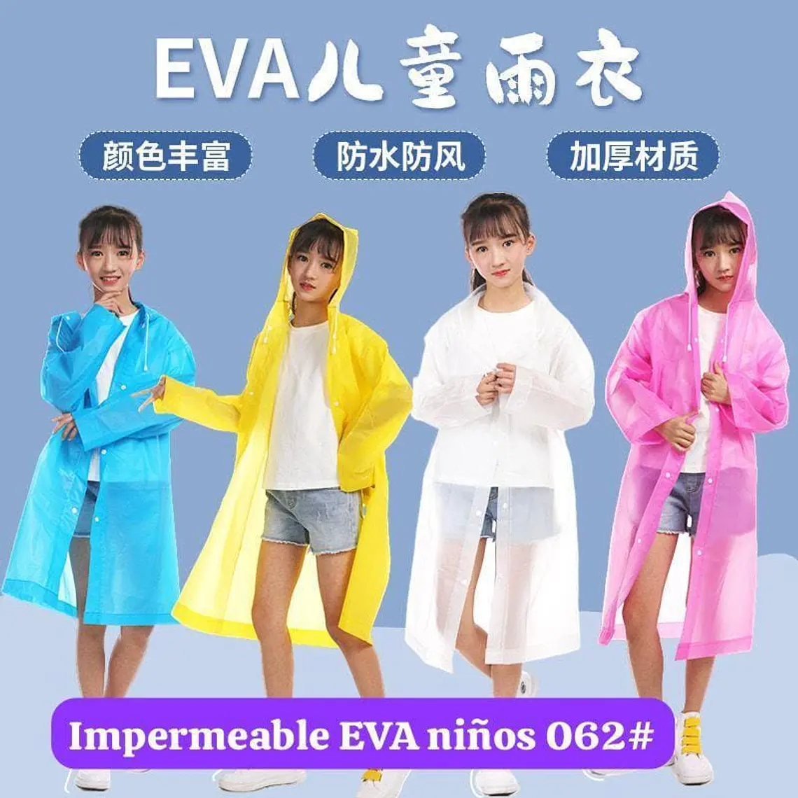  IMPERMEABLE INFANTIL EVA HGQ MODELO #TTN-062 (talla de 7 a 13 años) 1