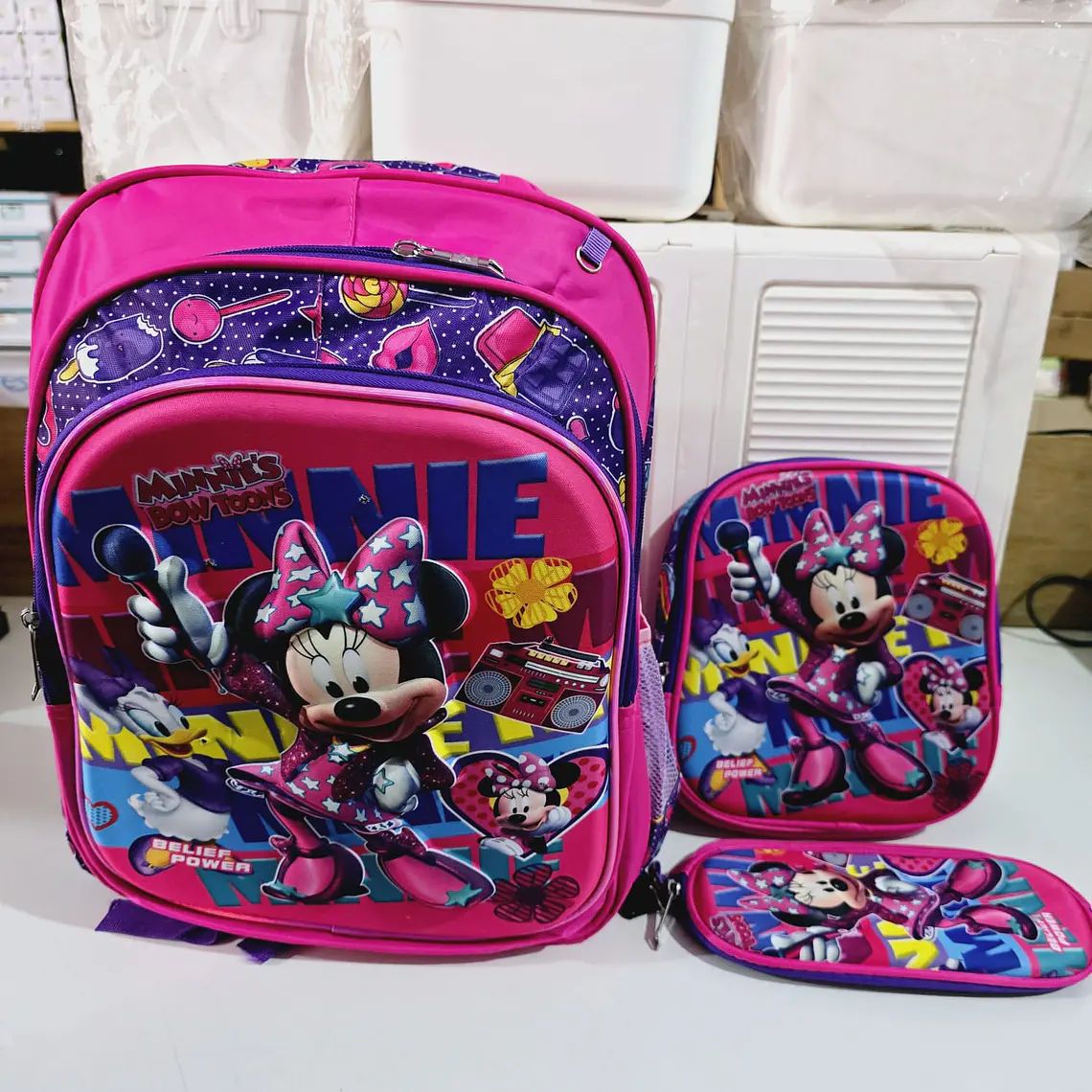 COMBO DE 3 PZ /CON LUZ LED MOCHILA PRIMARIA ADAPTABLE AL CARRITO MOD# 4-6XX 8