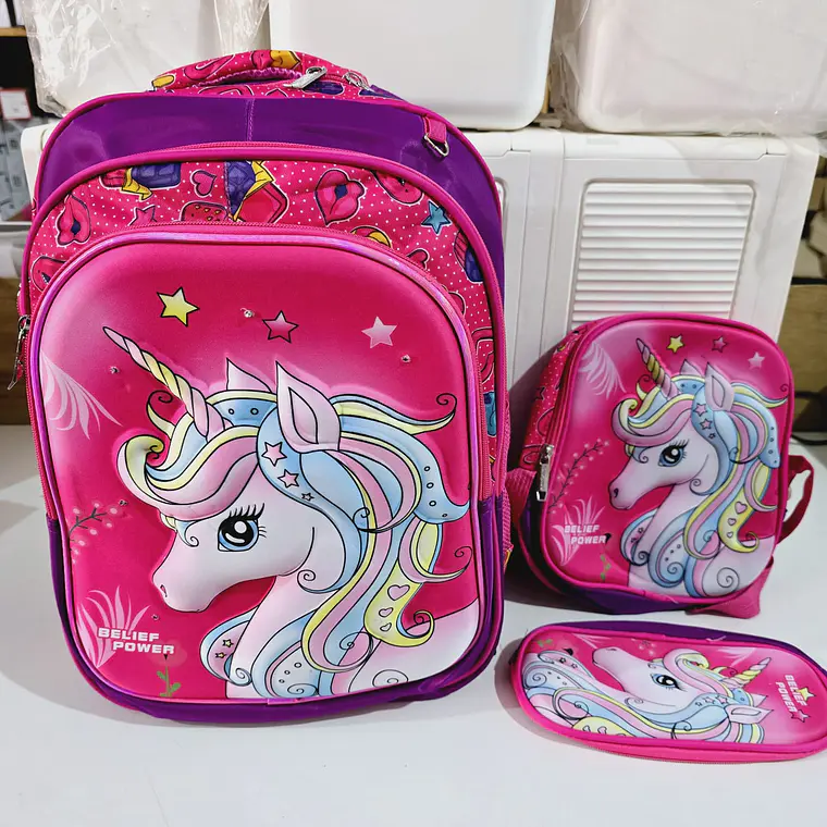 COMBO DE 3 PZ /CON LUZ LED MOCHILA PRIMARIA ADAPTABLE AL CARRITO MOD# 4-6XX 14