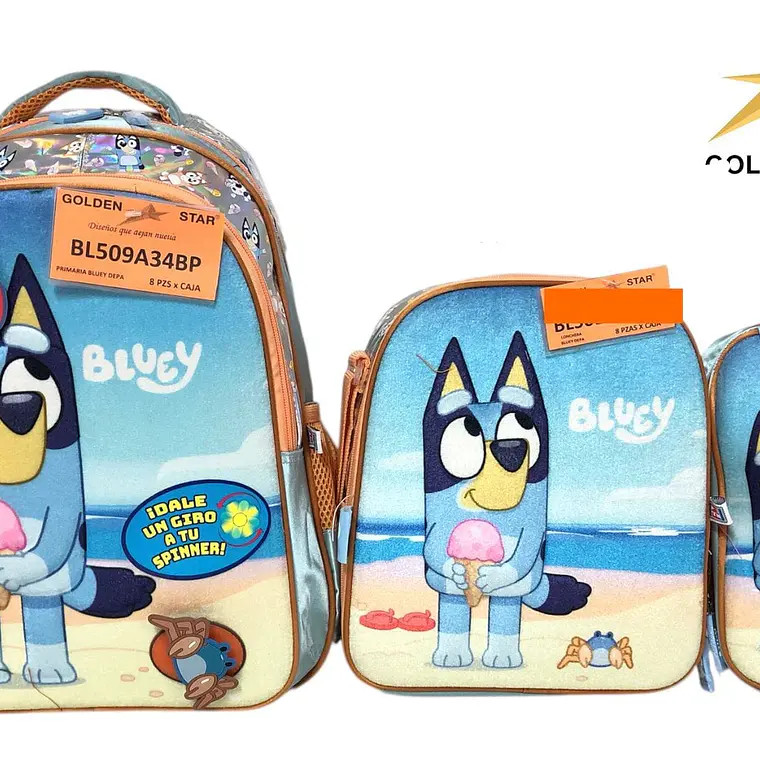 COMBO DE 3PZ MOCHILA ORIGINAL DISEÑO BLUEY 🩵 1