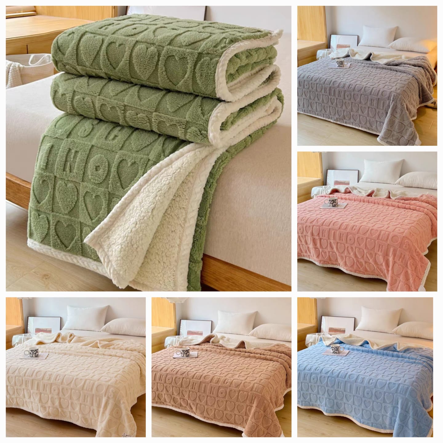 COBIJA ABORREGADA LOVE MATRIMONIAL 185CM X 220 CM MODELO #T-30445 (AGREGAR BOLSA TRANSPARENTE)