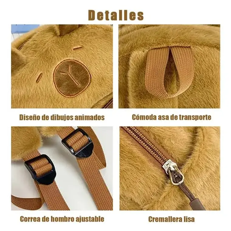 MOCHILA PELUCHE DISEÑO CAPYBARA MOD# 2005 5