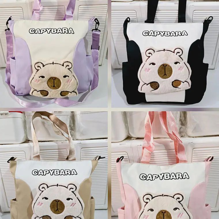 BOLSA BICOLOR DISEÑO CABEZA CAPYBARA PELUCHE MOD# 0799-SF 1