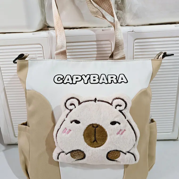BOLSA BICOLOR DISEÑO CABEZA CAPYBARA PELUCHE MOD# 0799-SF 4