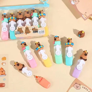 BOLSITA CON 6 MINI MARCATEXTOS DISEÑO CAPYBARA