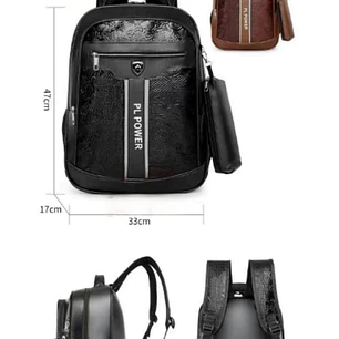 DUO MOCHILA + LAPICERA PARA CABALLERO TIPO CUERO MOD# N9-2