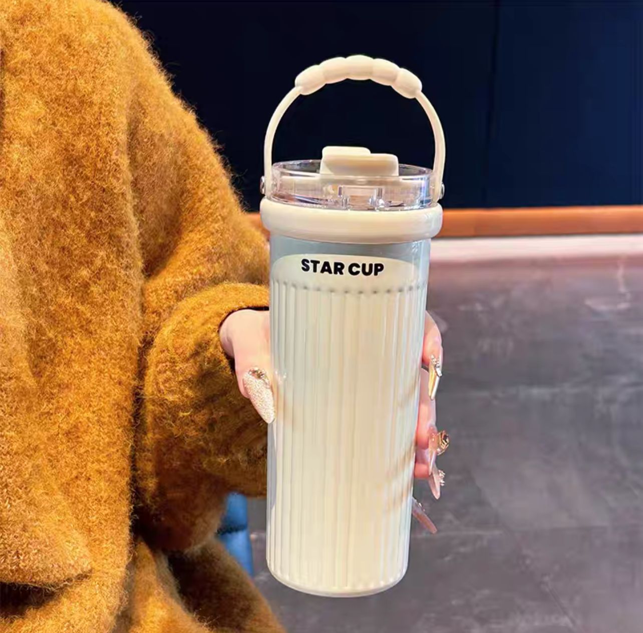 🍹TERMO CALIDAD PREMIUM PREMIUM STAR CUP DE 500ML CON ASA DE MANO MOD# YS-2034