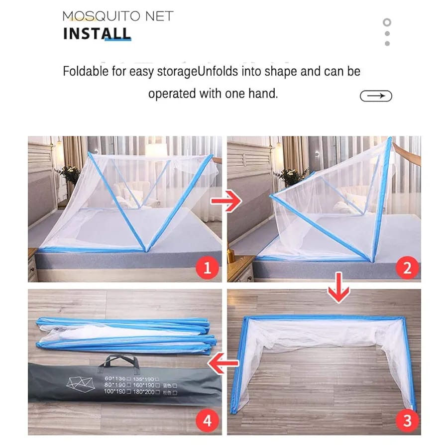 (QUEEN SIZE) PABELLÓN/MOSQUITERO PLEGABLE PORTÁTIL RECTANGULAR  MOD #8374