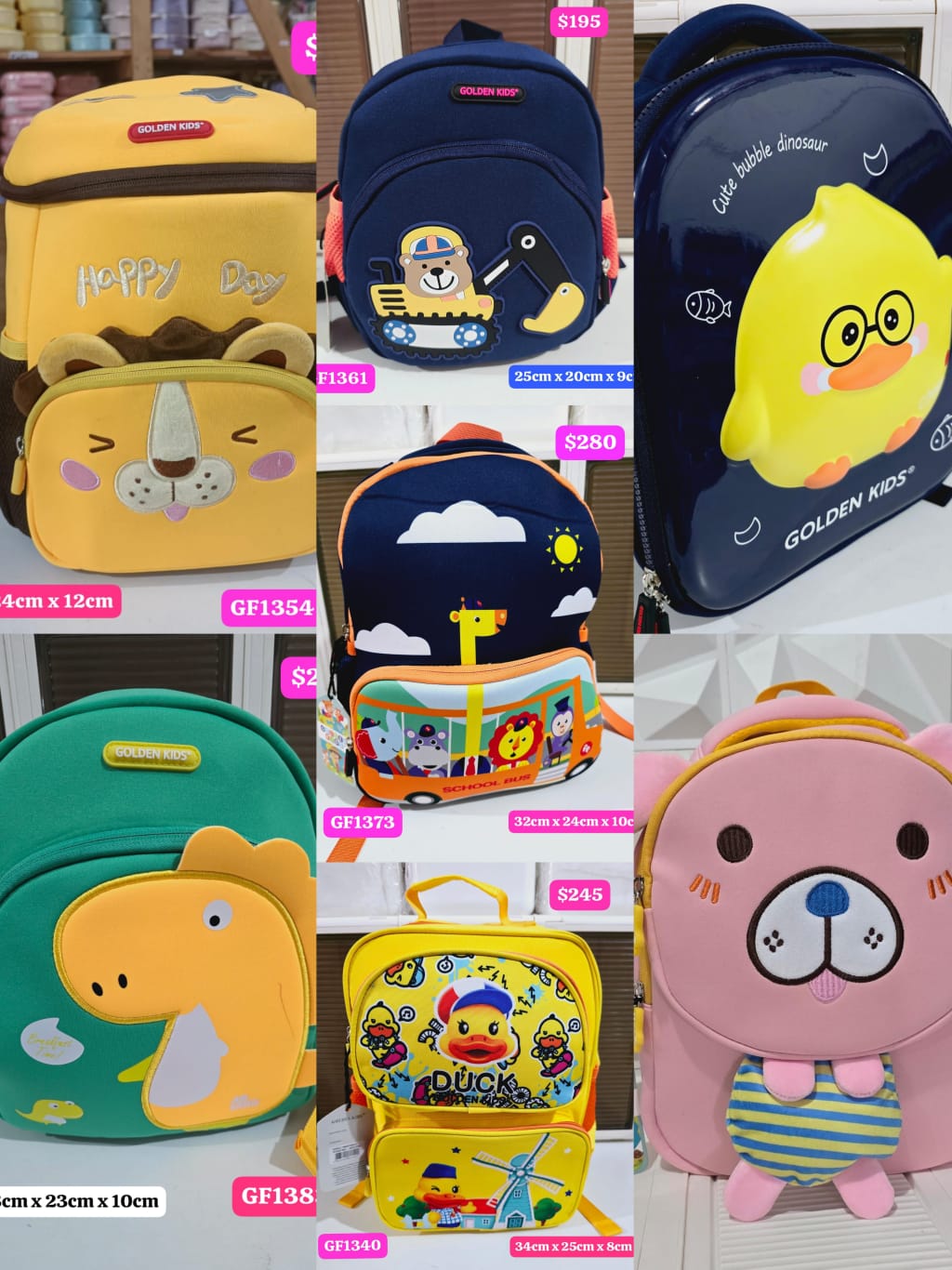 MOCHILITAS ORIGINALES GOLDEN KIDS/VARIOS MODELOS