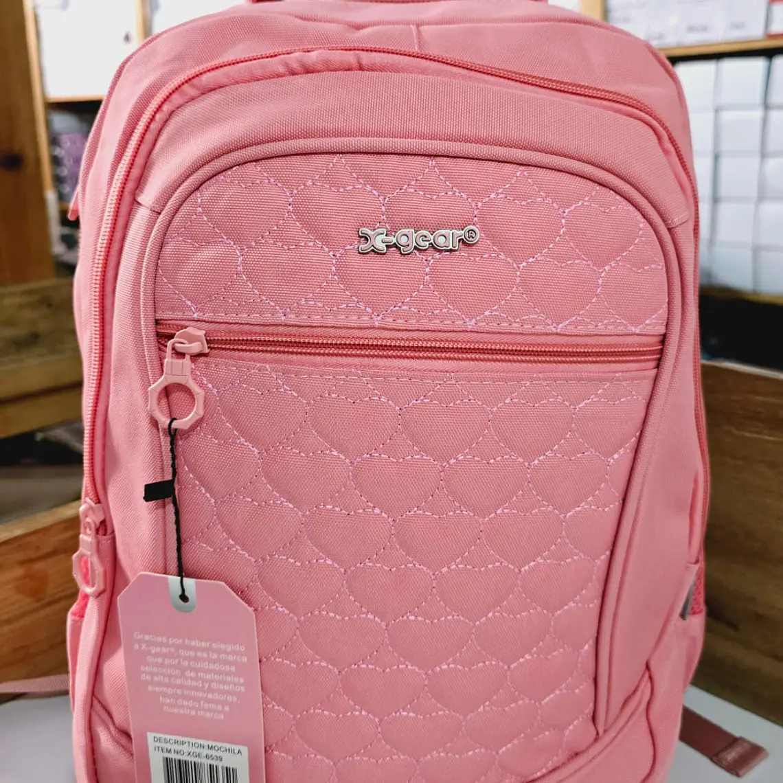 MOCHILA ORIGINAL JUVENIL/ESTAMPADO CORAZONES XGEAR MOD#XGE-6539 1