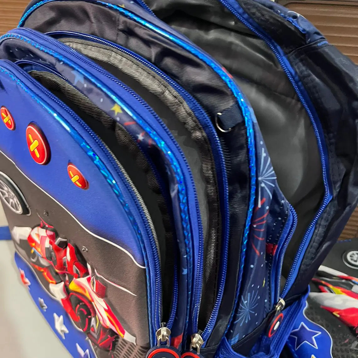 COMBO DE 3PZ MOCHILA PRIMARIA CON LUZ LED PARA NIÑOS. ADAPTABLE A CARRITO MOD# 16-05 13