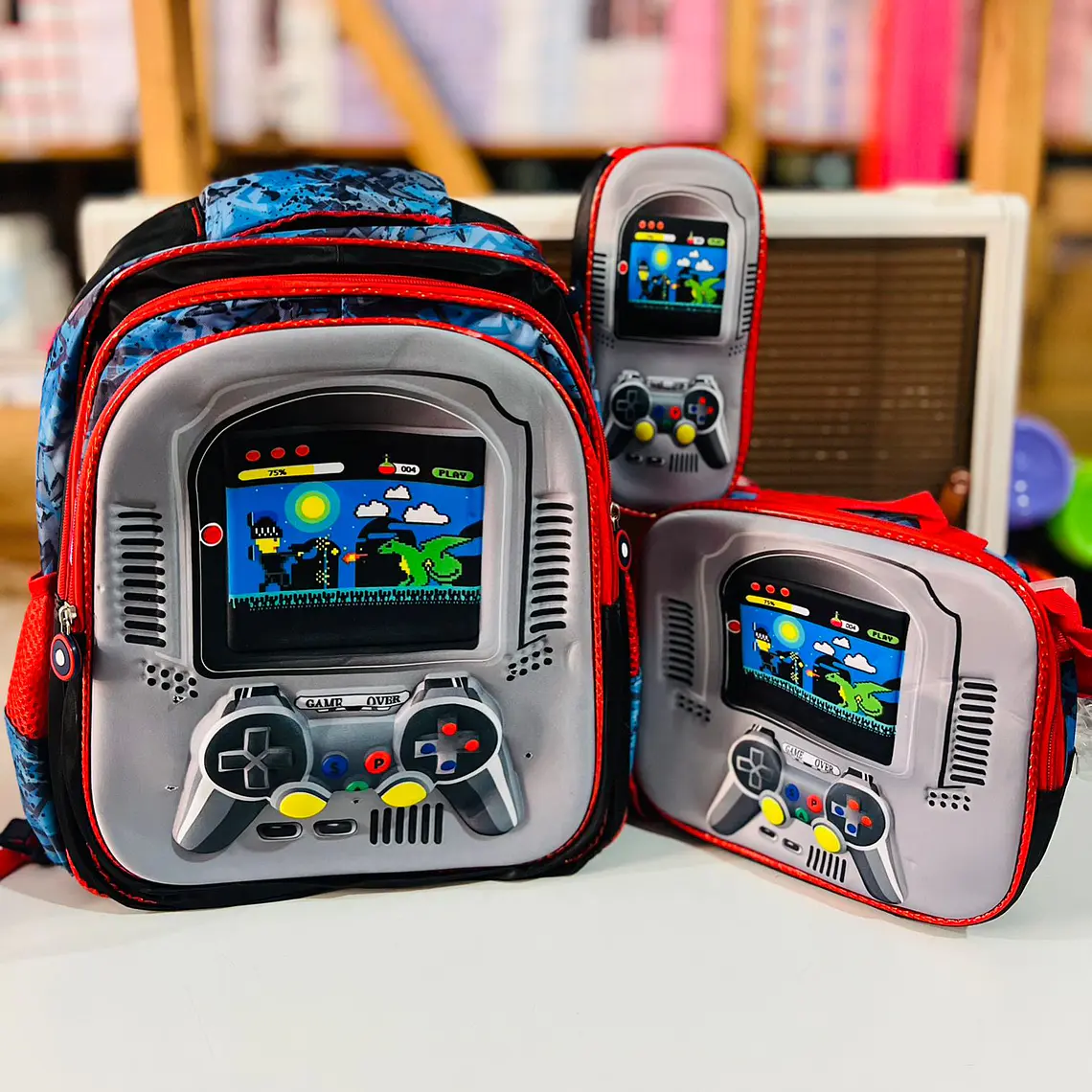 COMBO DE 3PZ MOCHILA PRIMARIA CON LUZ LED PARA NIÑOS. ADAPTABLE A CARRITO MOD# 16-05 1