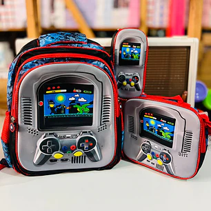 COMBO DE 3PZ MOCHILA PRIMARIA CON LUZ LED PARA NIÑOS. ADAPTABLE A CARRITO MOD# 16-05