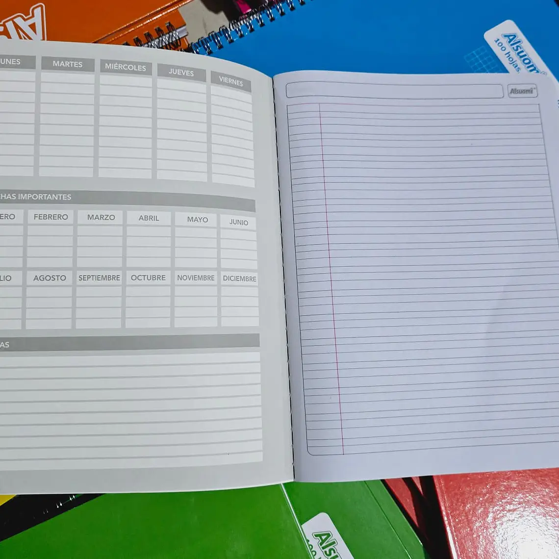 (DOBLE RAYA)LIBRETA COCIDA PROFESIONAL PASTA MEDIA DURA CON 100 HOJAS COLORES LISOS MOD# AL9124 11