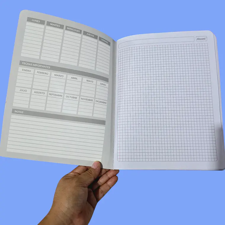 (CUADRO CHICO)LIBRETA COCIDA PROFESIONAL PASTA MEDIA DURA CON 100 HOJAS COLORES LISOS MOD# AL9121 10