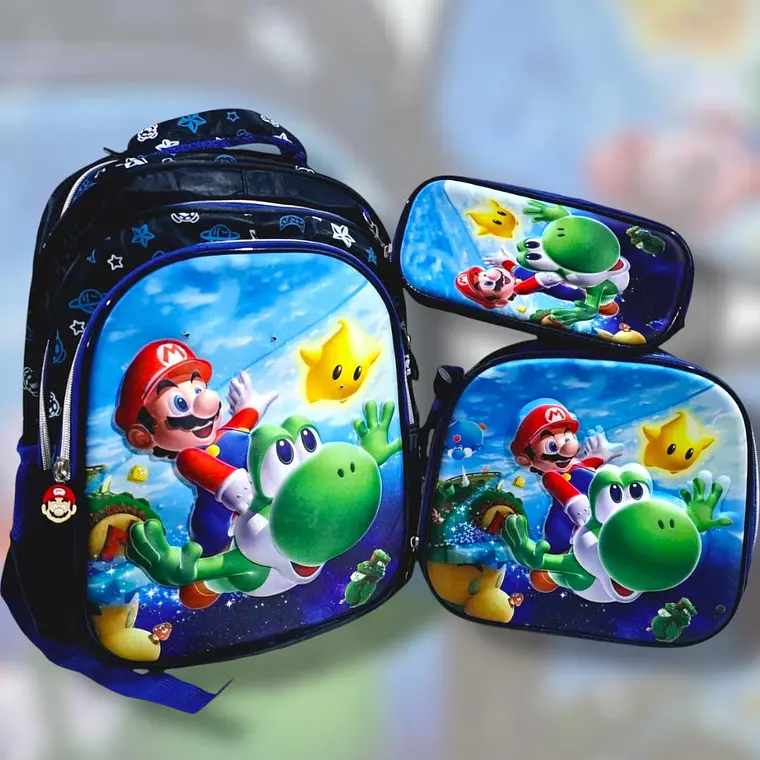 COMBO MOCHILA+LONCHERA+ LAPICERA PARA PRIMARIA/PERSONAJES MOD# HL2434 12