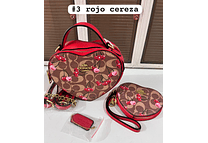 DUO BOLSITA + MONEDERO DISEÑO CORAZÓN  IMITACION COACH MOD# CAO