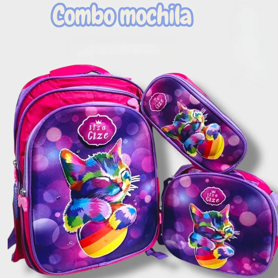 COMBO 3PZ MOCHILA+LONCHERA+LAPICERA/SIN CARRITO MOD# BY-10,11,12 2