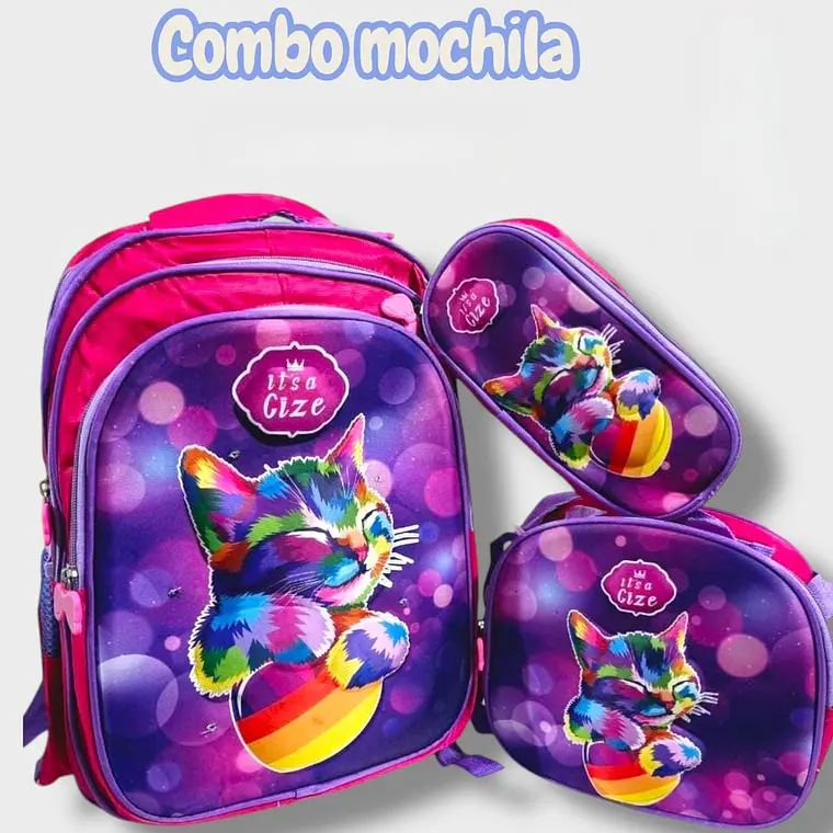 COMBO 3PZ MOCHILA+LONCHERA+LAPICERA/SIN CARRITO MOD# BY-10,11,12 2