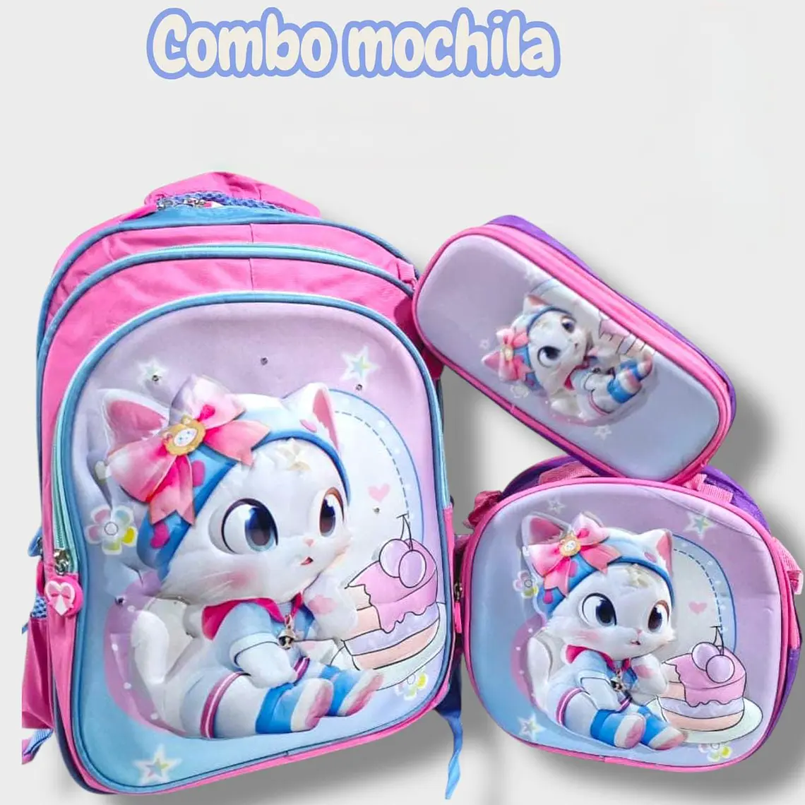 COMBO 3PZ MOCHILA+LONCHERA+LAPICERA/SIN CARRITO MOD# BY-10,11,12 4