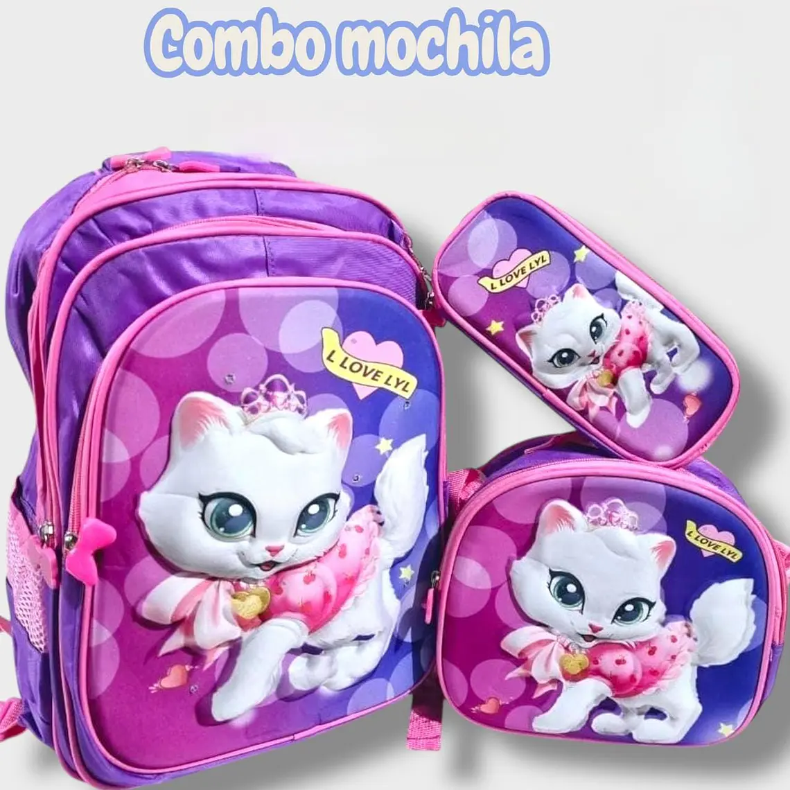 COMBO 3PZ MOCHILA+LONCHERA+LAPICERA/SIN CARRITO MOD# BY-10,11,12 5