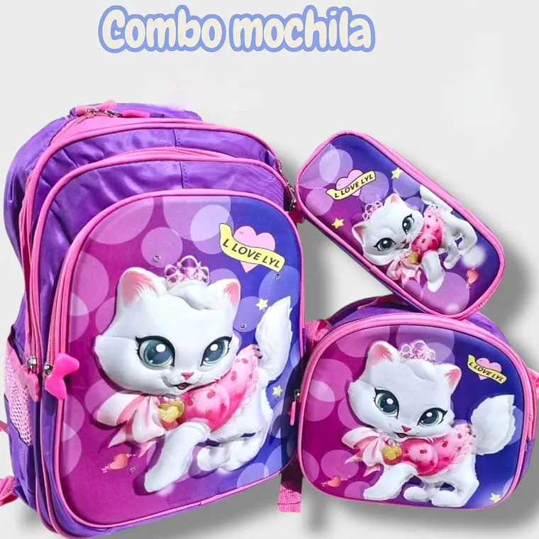 COMBO 3PZ MOCHILA+LONCHERA+LAPICERA/SIN CARRITO MOD# BY-10,11,12 5