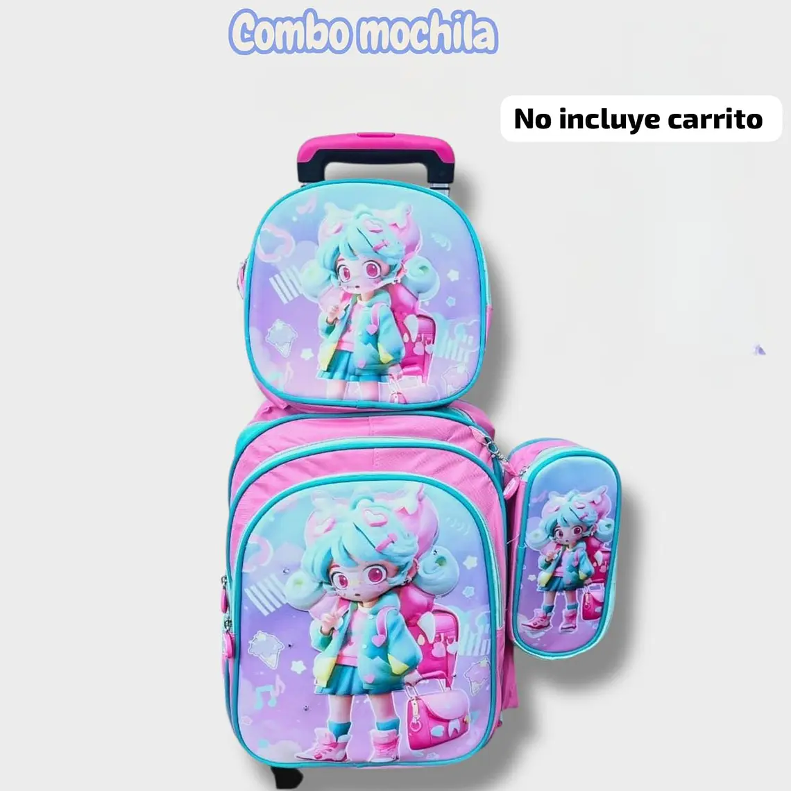 COMBO 3PZ MOCHILA+LONCHERA+LAPICERA/SIN CARRITO MOD# BY-10,11,12 7