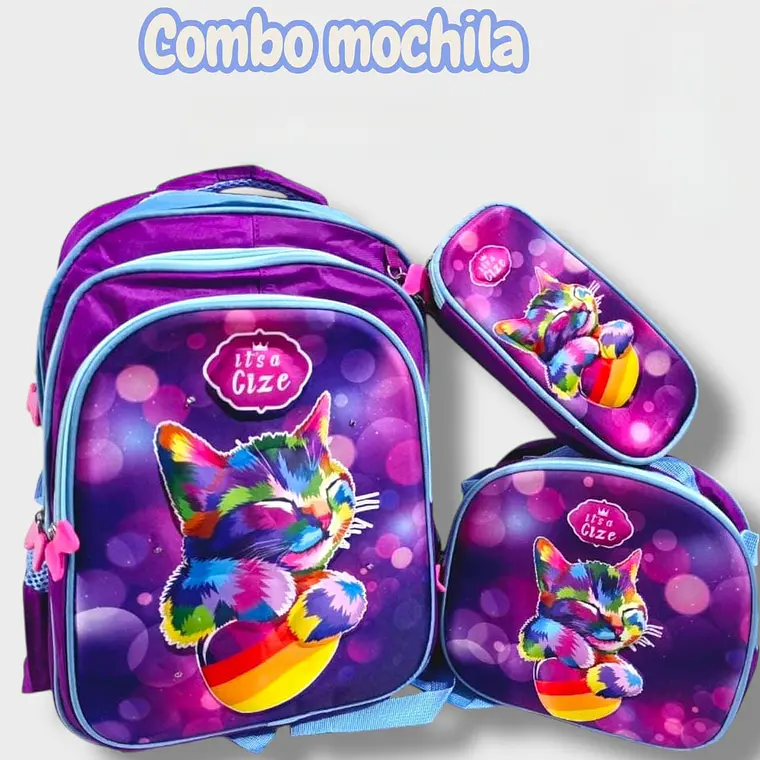 COMBO 3PZ MOCHILA+LONCHERA+LAPICERA/SIN CARRITO MOD# BY-10,11,12 12
