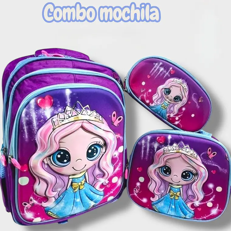 COMBO 3PZ MOCHILA+LONCHERA+LAPICERA/SIN CARRITO MOD# BY-10,11,12 13