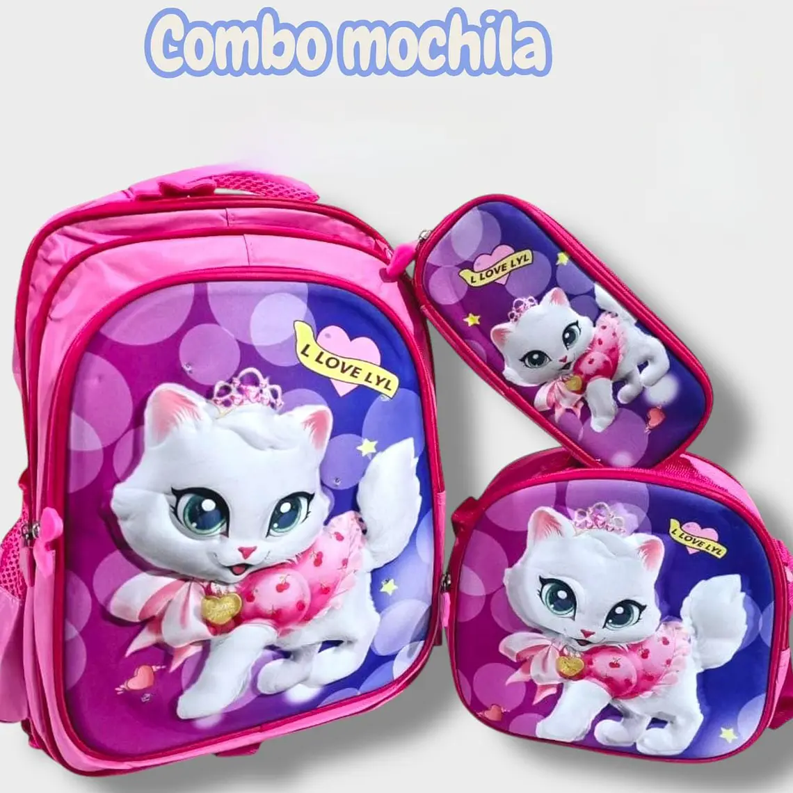 COMBO 3PZ MOCHILA+LONCHERA+LAPICERA/SIN CARRITO MOD# BY-10,11,12 15