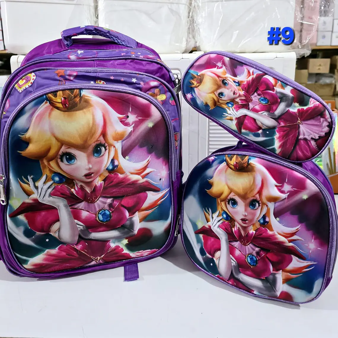 COMBO DE 3PZ MOCHILA PARA PRIMARIA DISEÑO MARIO BROSS CON LUZ LED MOD# HH1006- 6