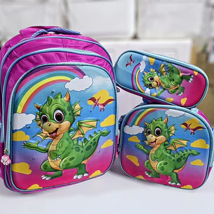 COMBO DE 3PZ MOCHILA PARA PRIMARIA CON LUZ LED MOD# FXD-1620- COPIAR