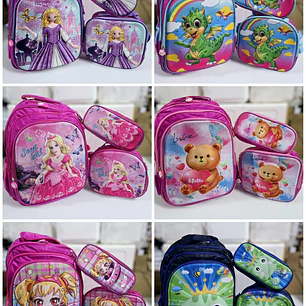 COMBO DE 3PZ MOCHILA PARA PRIMARIA CON LUZ LED MOD# FXD-1620- COPIAR