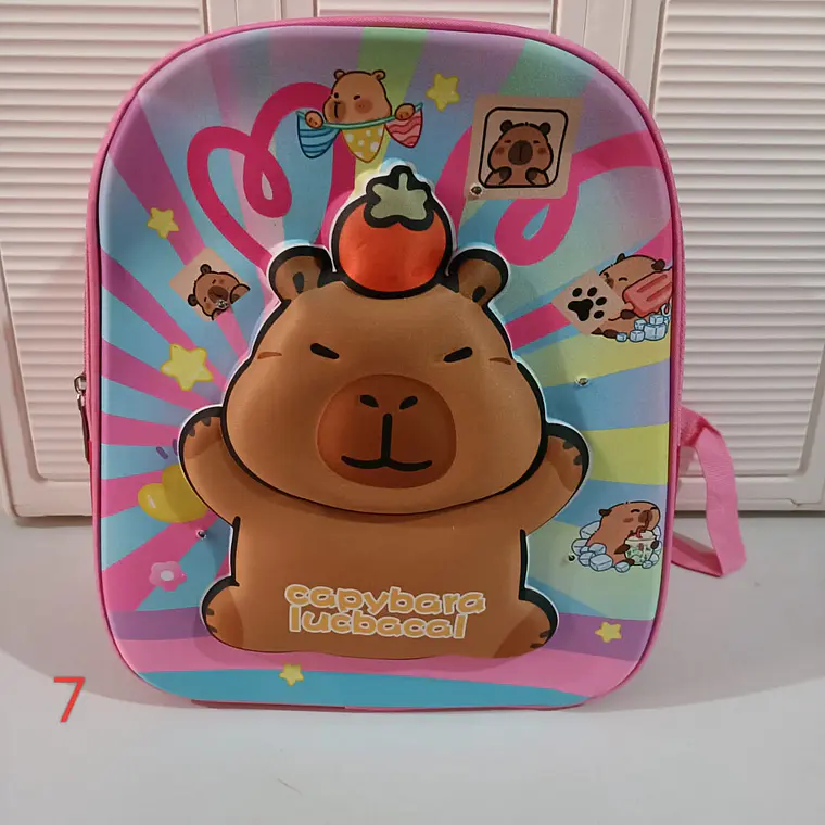 MOCHILA PREESCOLAR DISEÑO CAPYBARA CON LUZ LED MOD# 902 9