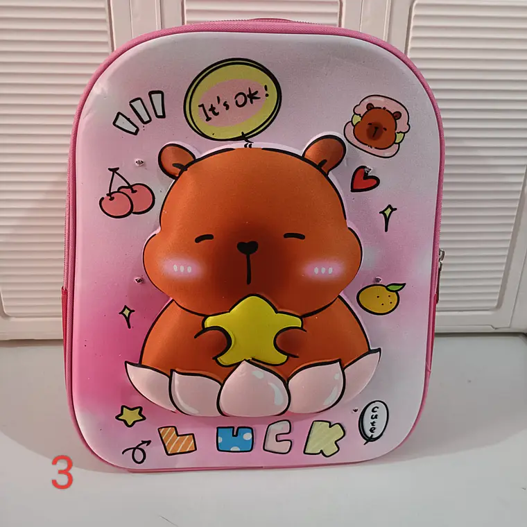 MOCHILA PREESCOLAR DISEÑO CAPYBARA CON LUZ LED MOD# 902 5