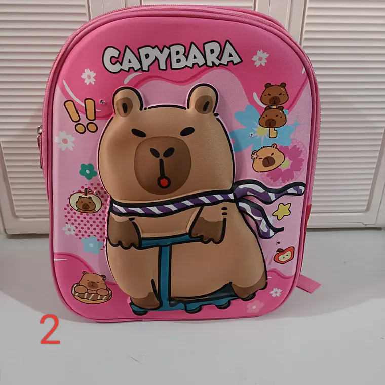 MOCHILA PREESCOLAR DISEÑO CAPYBARA CON LUZ LED MOD# 902 4